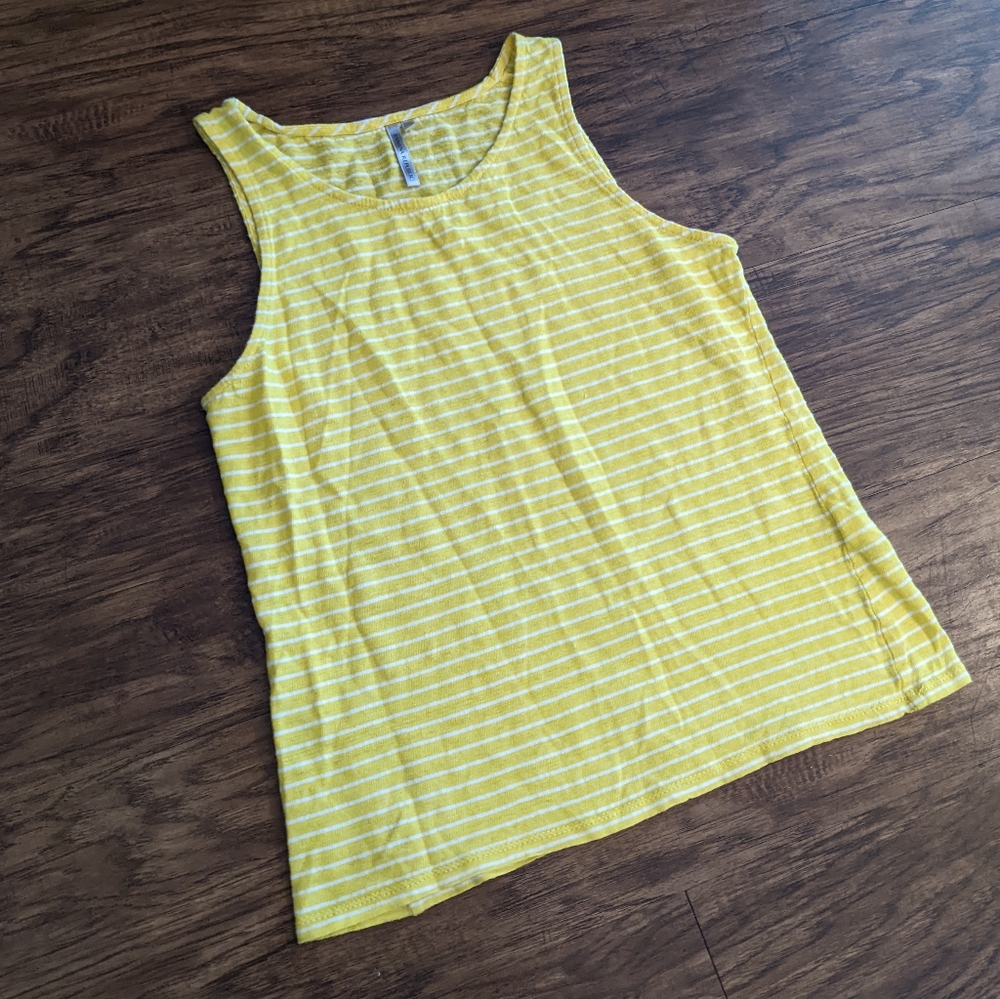 Banana Republic Linen Sleeveless Top Size XS Yellow and White Stripes